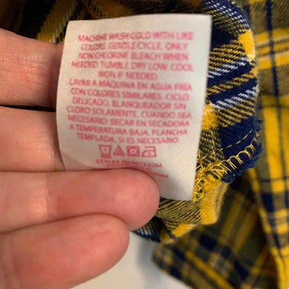 No Boundaries Yellow Cropped Flannel Top Juniors Size 7-9 - Picture 8 of 8